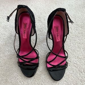 Women’s Betsey Johnson strappy black heels, size 8